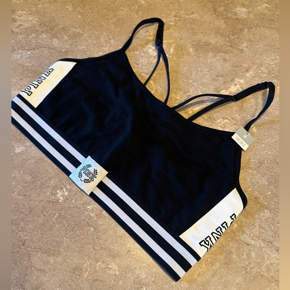 PINK Victoria's Secret Black and White Sports Bra